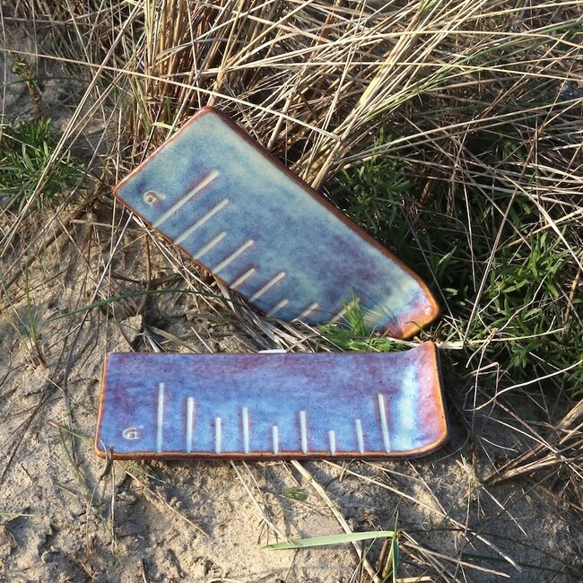 Ceramic handmade rectangular plate Linea, Sunrise