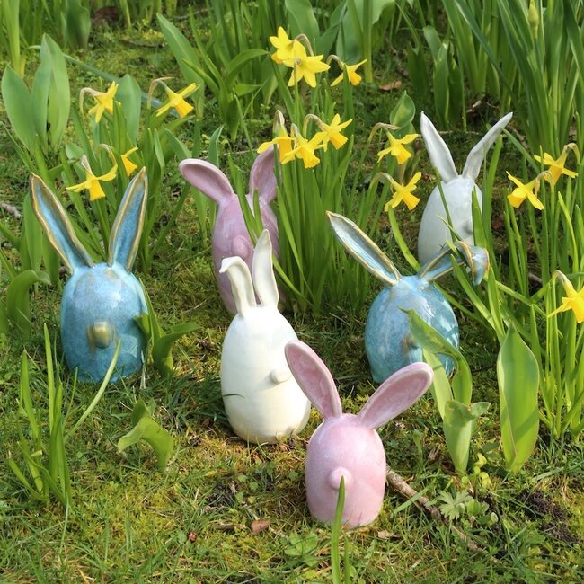 Ceramic handmade Easter bunny, Rose