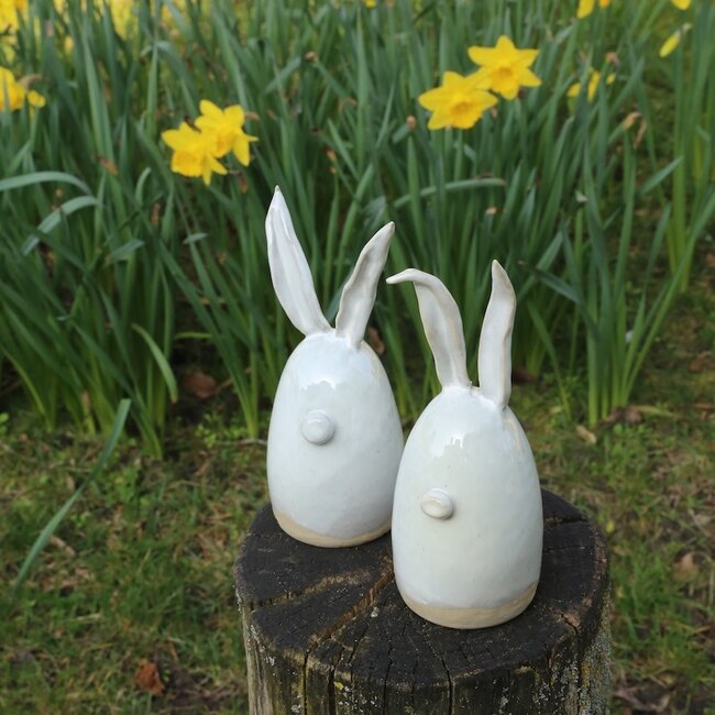 Ceramic handmade Easter bunny, White