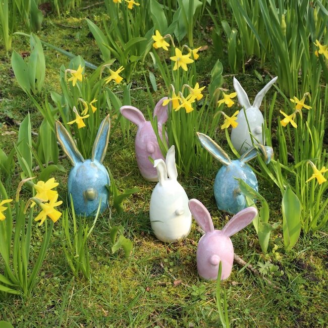 Lapin de Pâques en céramique fait main, Blanc