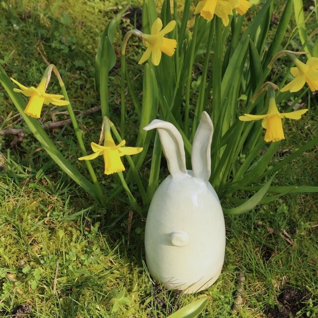 Lapin de Pâques en céramique fait main, Blanc