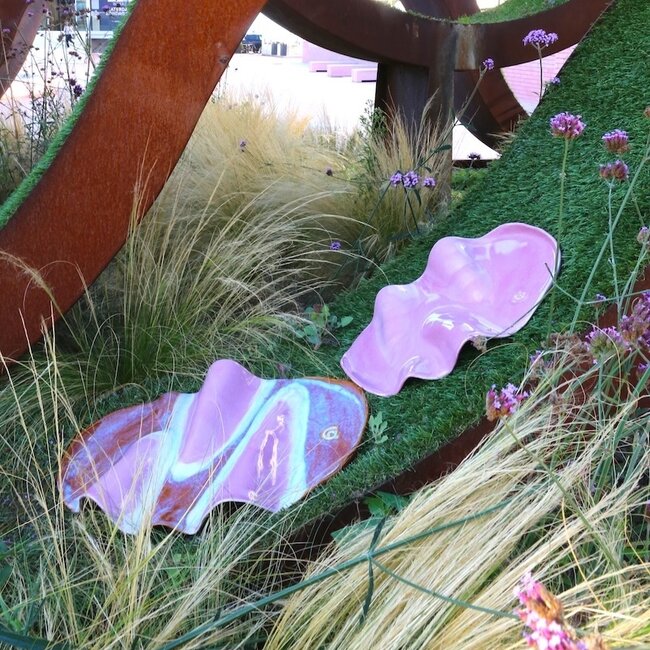 Wavy handmade ceramic tapas plate, Sunrise-Pink