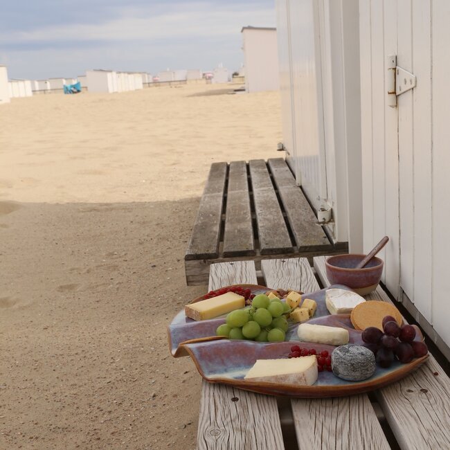 Wavy handmade ceramic tapas plate, Sunrise