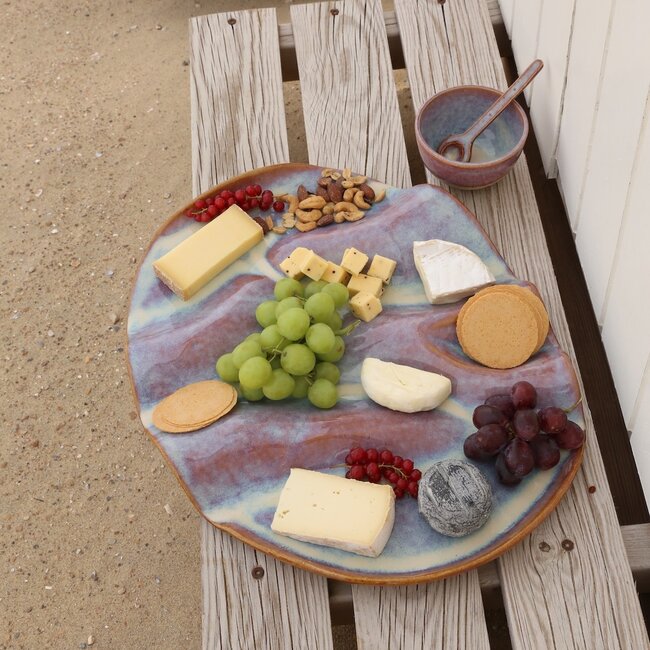 Wavy handmade ceramic tapas plate, Sunrise