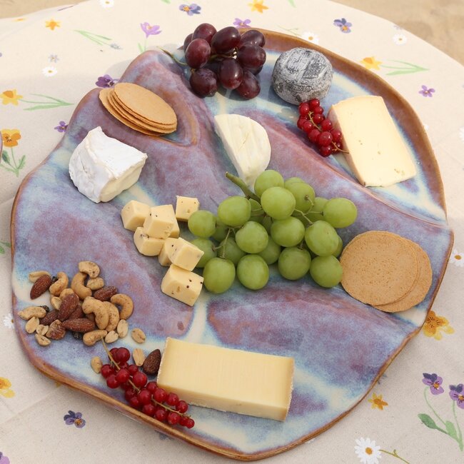 Wavy handmade ceramic tapas plate, Sunrise