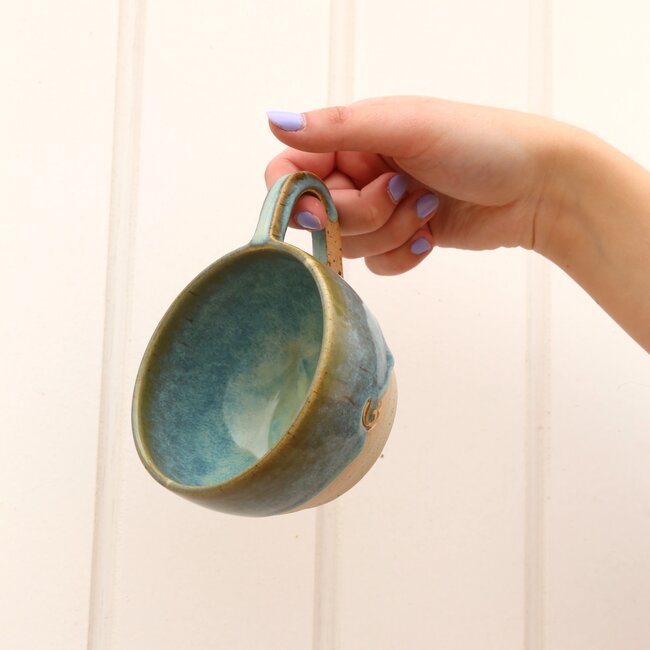Ceramic handmade Barista cup, Mint