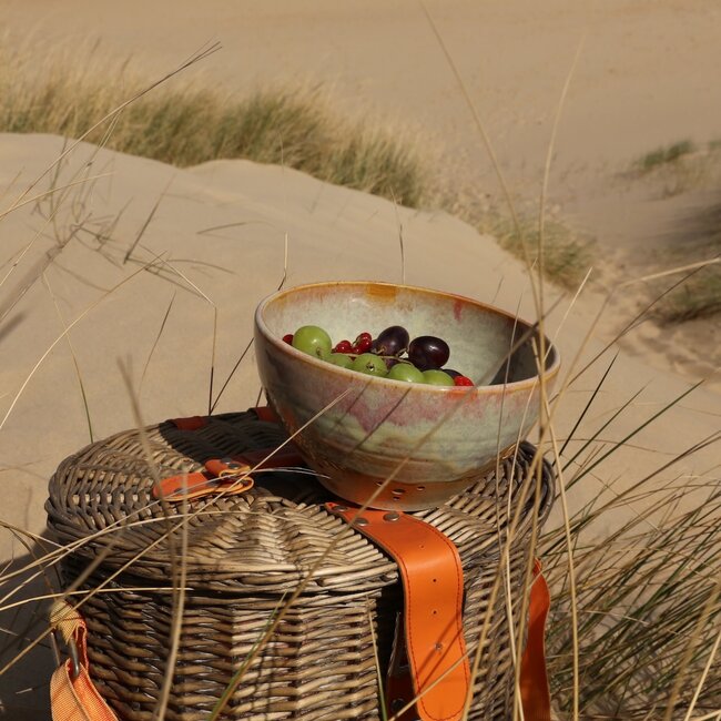 Ceramic handmade berry bowl, Mustard