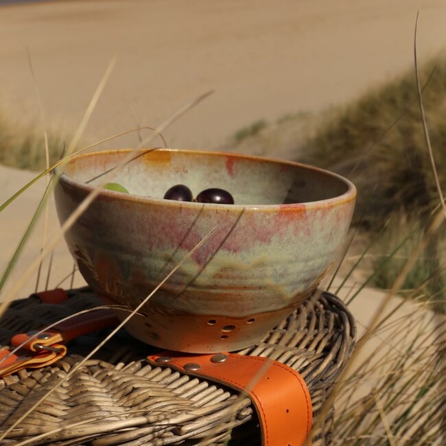 Ceramic handmade berry bowl, Mustard
