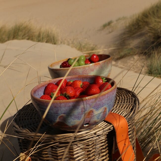 Ceramic handmade berry bowl, Mustard