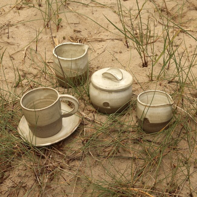 Keramische handgemaakt suikerpotje, Italian White