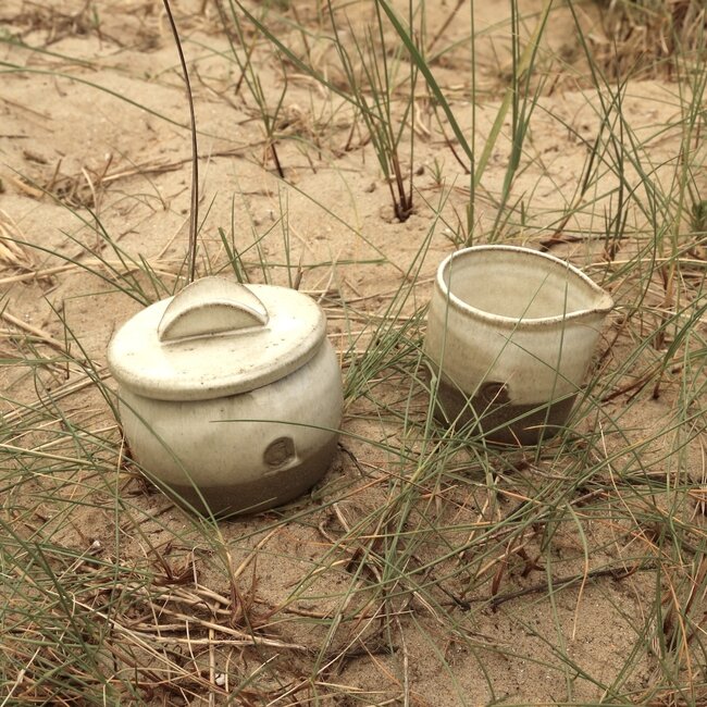 Ceramic handmade sugar bowl, Italian White