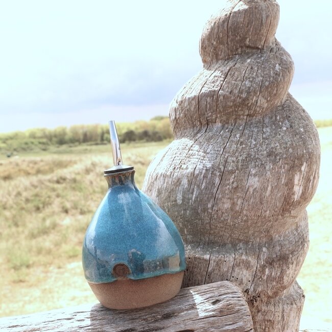 Ceramic handmade oil, Italian Turquoise