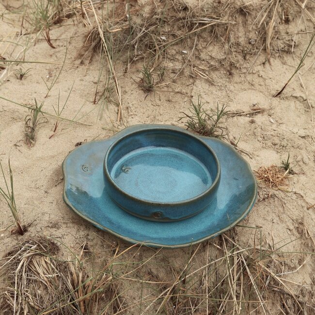 Handmade ceramic plate Amandine, Turquoise