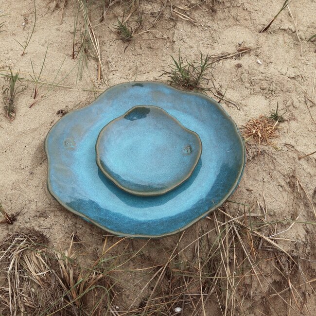 Handmade ceramic little scale Coquillage, Italian Turquoise