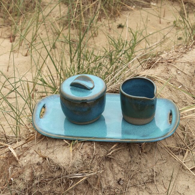 Ceramic handmade sugar bowl,  Italian Turquoise