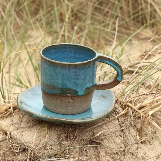 Keramisch handgemaakte mok, Italian Turquoise