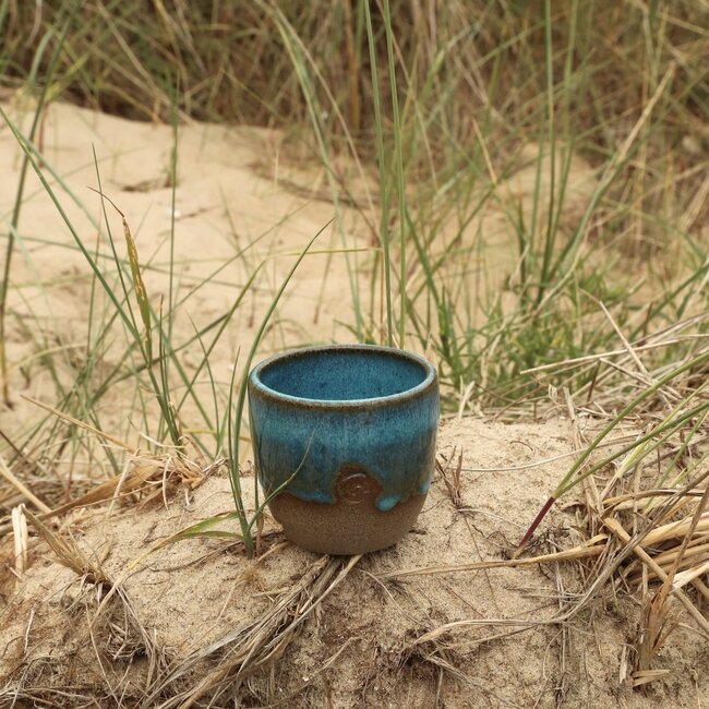 Ceramic handmade coffee cup, Italian Turquoise