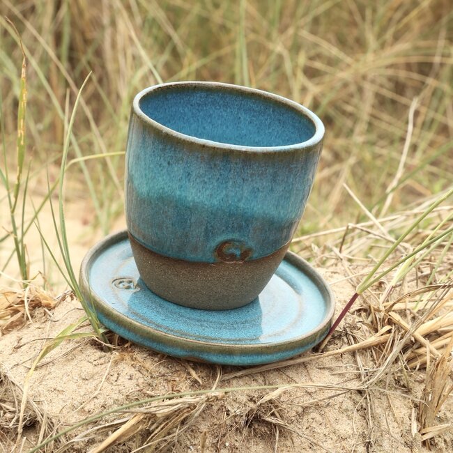 Tasse à café artisanale en céramique,  Italian Turquoise