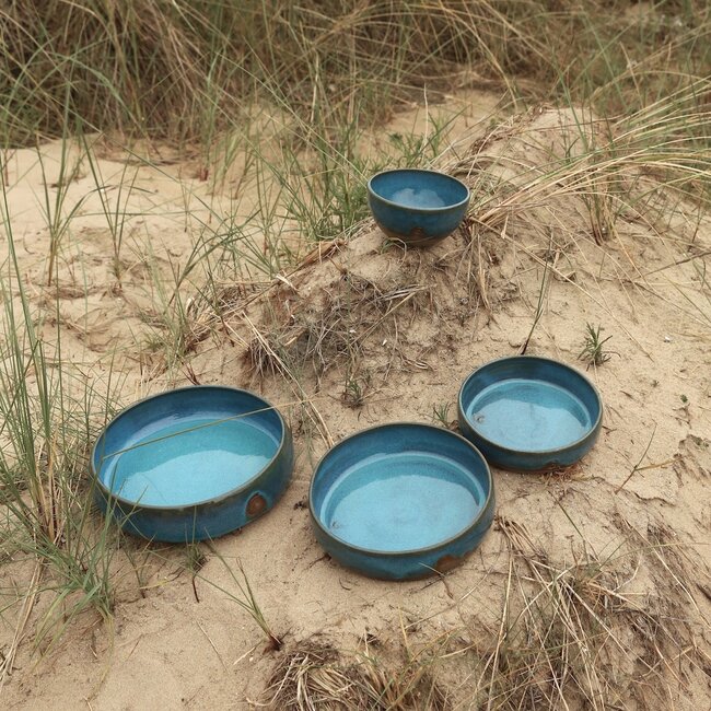 Handmade ceramic scale with unique glazes from the "Italian Turquoise" service