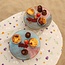 A unique handmade cake stand glazed in three colors. Exclusif and special.