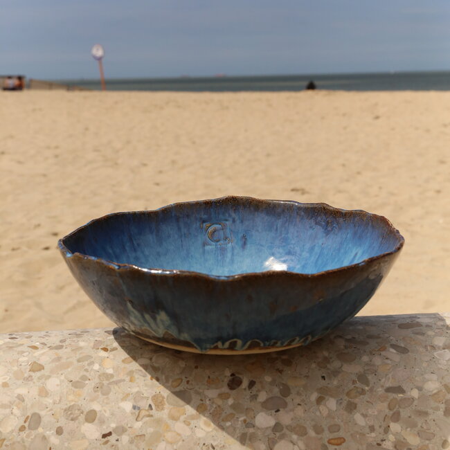 Ceramic handmade salad bowl, Beach