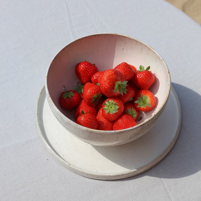 Ceramic handmade berry bowl, White