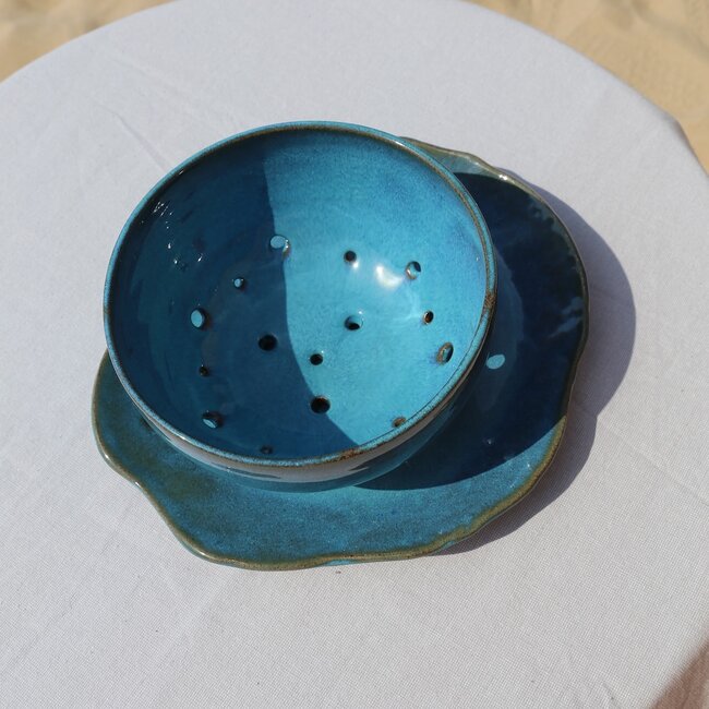 Keramisch handgemaakte fruitvergiet, Italian Turquoise