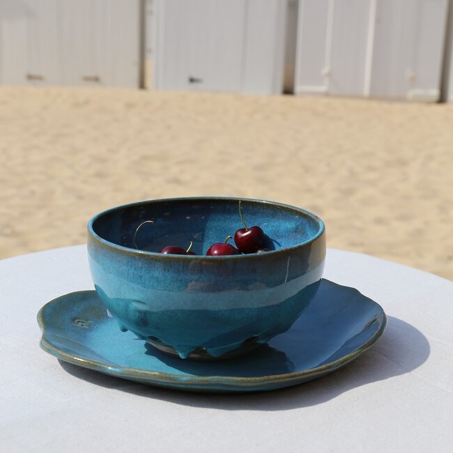 Ceramic handmade berry bowl, Italian Turquoise