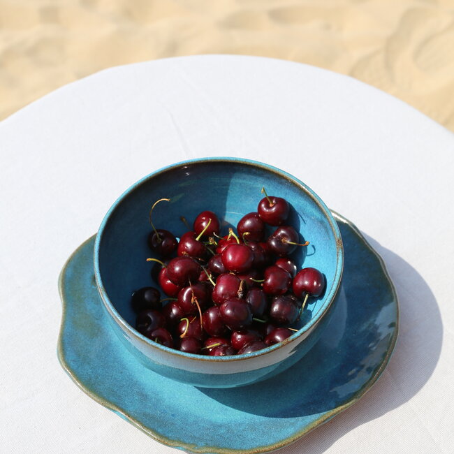 Keramisch handgemaakte fruitvergiet, Italian Turquoise
