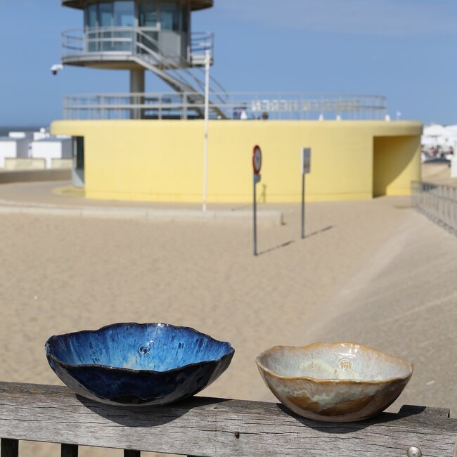 Ceramic handmade salad bowl, Mustard