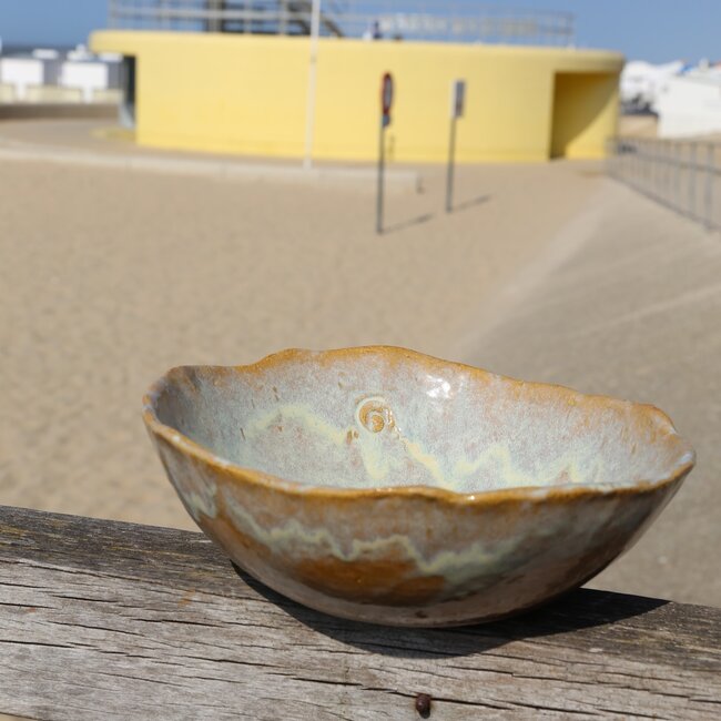 Ceramic handmade salad bowl, Mustard