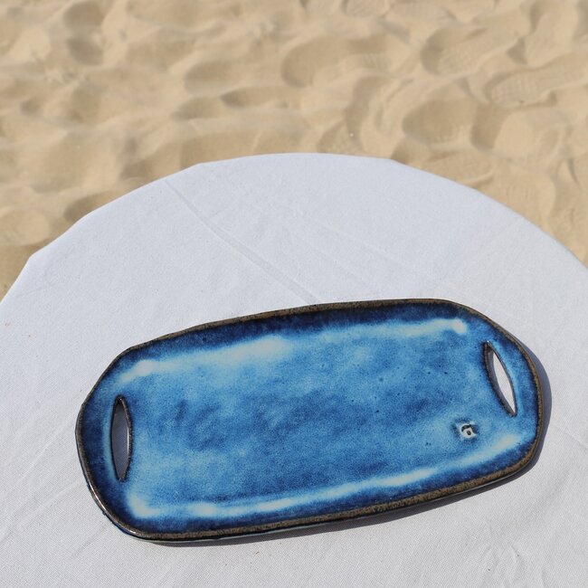 Handmade ceramic pastry dish, Beach