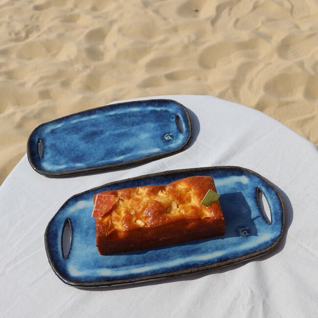 Handmade ceramic pastry dish, Beach