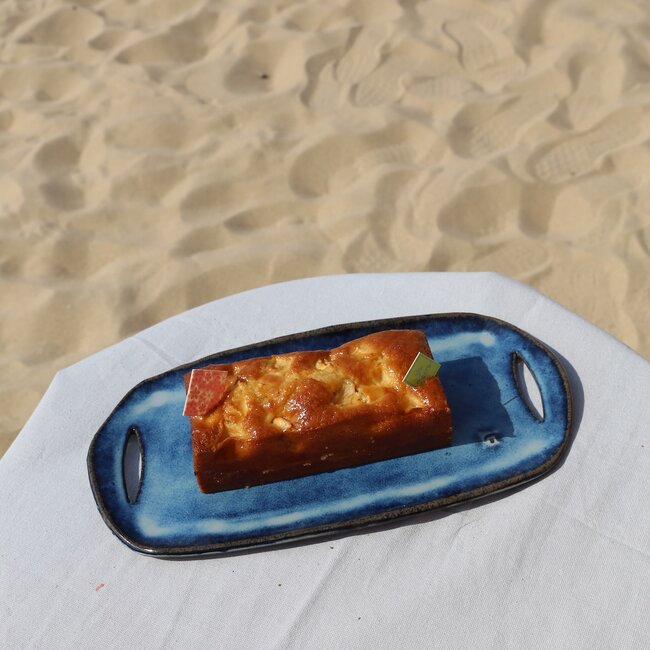 Handmade ceramic pastry dish, Beach