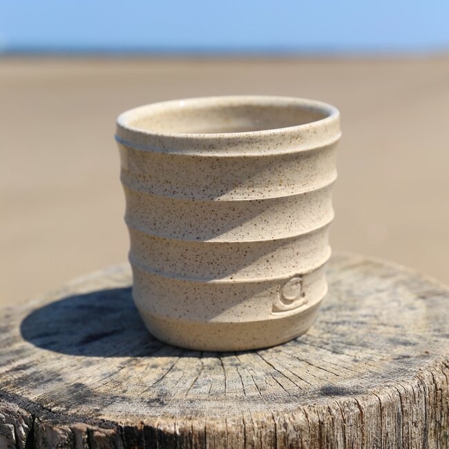 Ceramic handmade coffee cup, Natural Beige 5waves