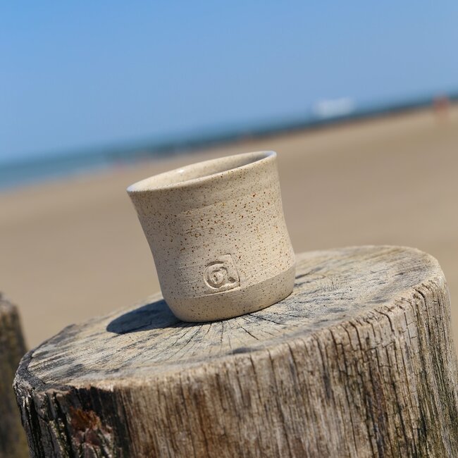 Keramisch handgemaakte koffietas, Naturel Beige