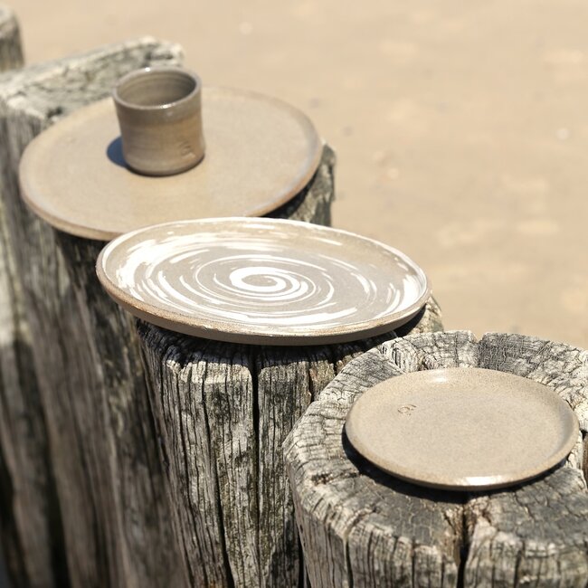 Keramisch handgemaakte bord, Naturel Italian Circle