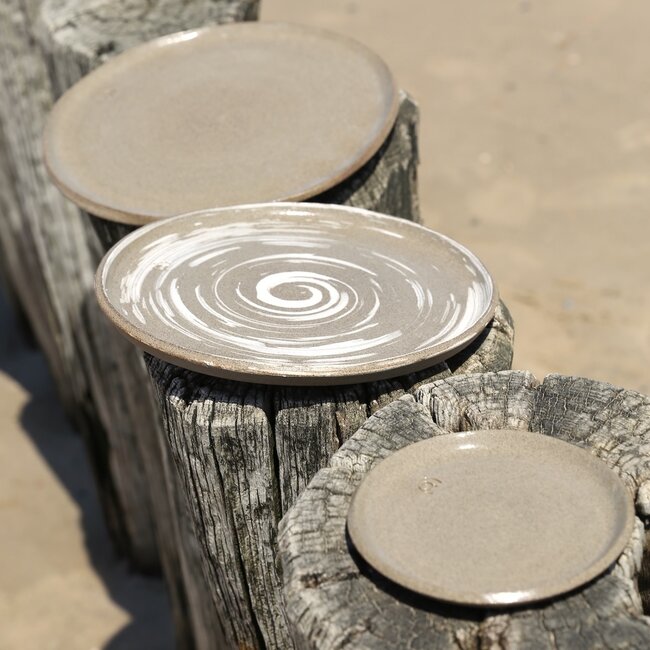 Ceramic handmade plate, Natural Italian