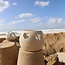 Handgemaakte keramische vaas en theelicht Cloud, Naturel Beige