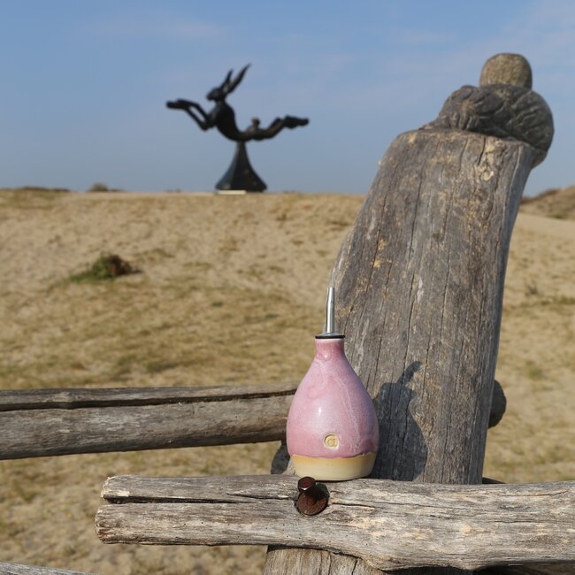 Ceramic handmade oil bottle, pink
