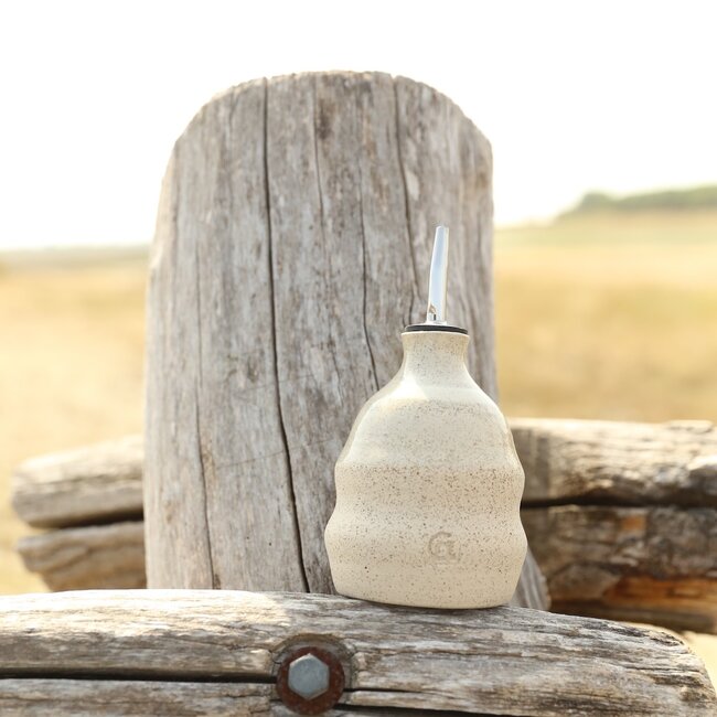 Keramisch handgemaakt olieflesje, Naturel Beige