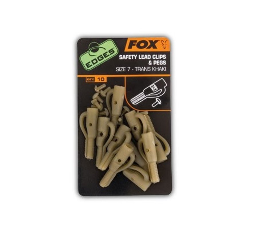 Fox Safety Lead Clips & Pegs Trans Khaki Size 7