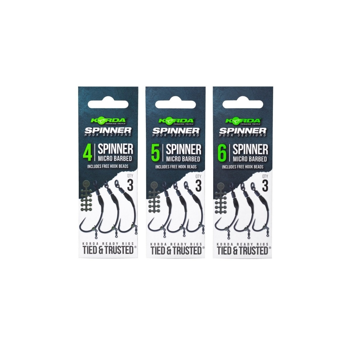 Korda Spinner Hook Sections Kurve Size 4 Micro Barbed 3 Stück