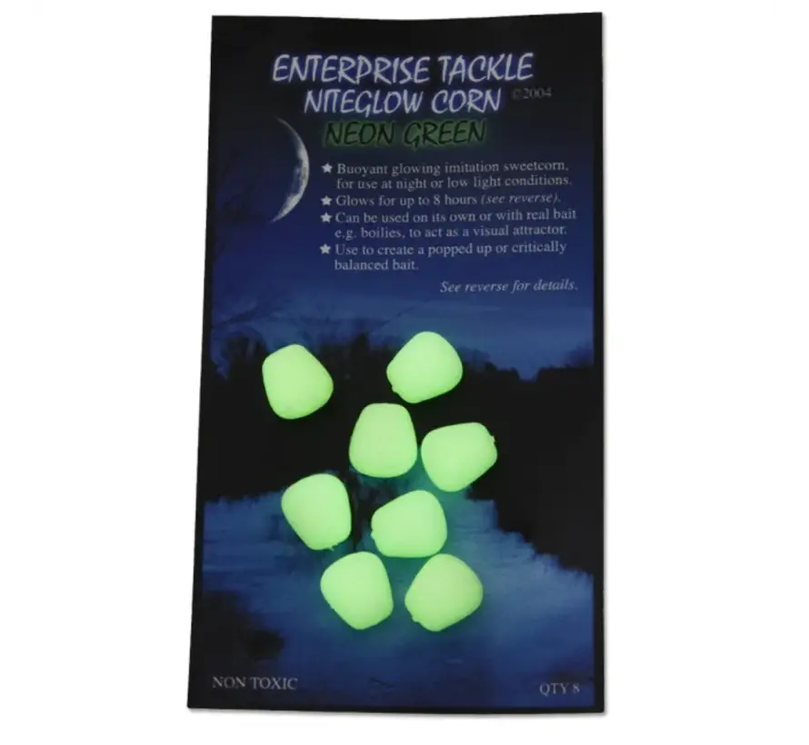Enterprise Tackle Niteglow Sweetcorn Hair Stops Neon Blue/Green