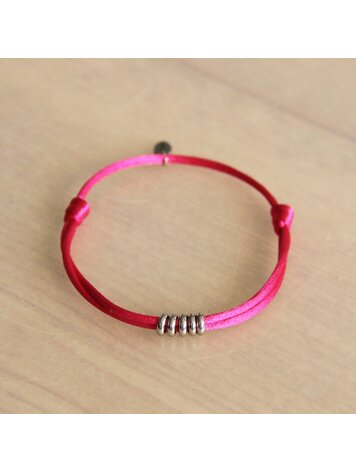 RobinRouge Jewelry Satijnen armband met ringen — fuchsia/goud