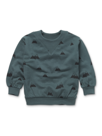 Sproet&Sprout Sweatshirt rib neck Mountain print - Smoke pine