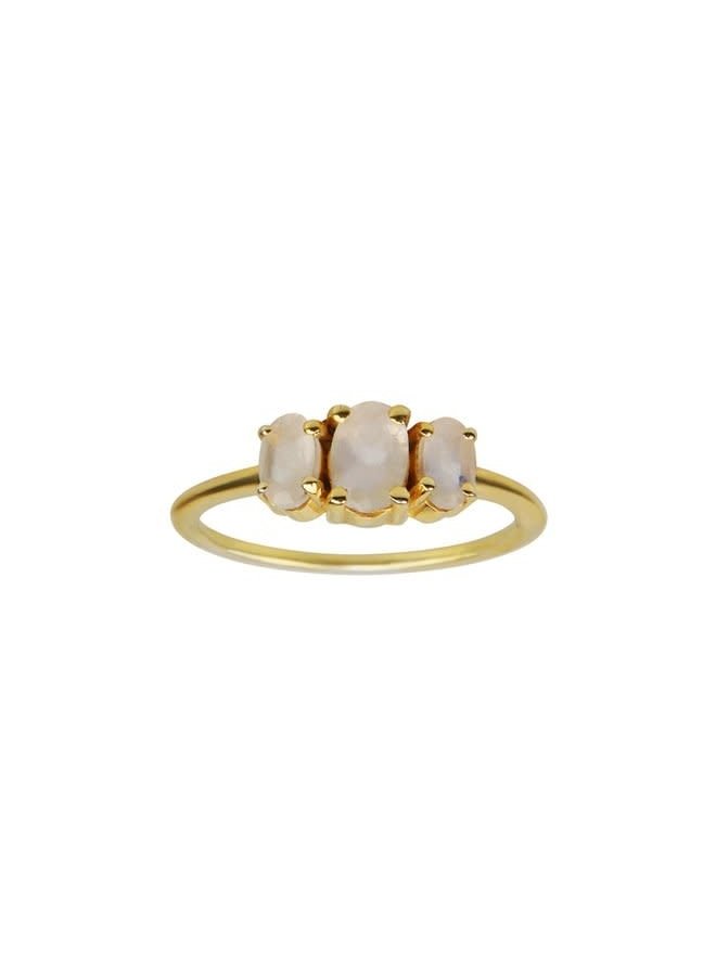 Vintage Triple Moonstone ring gold