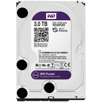 WD Western Digital WD30PURX 3TB 3.5" Internal Hard Drive - SATA - 64 MB Buffer Harde schijf voor bewaking