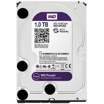WD Western Digital WD10PURX 1TB 3.5" Internal Hard Drive - SATA - 64 MB Buffer Harde schijf voor bewaking