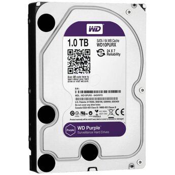 WD Western Digital WD10PURX 1TB 3.5" Internal Hard Drive - SATA - 64 MB Buffer Harde schijf voor bewaking